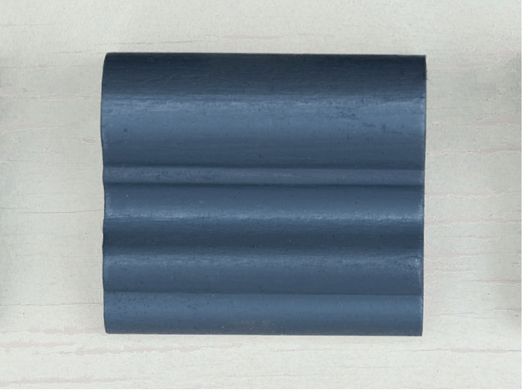 Section of blue trim in semi-gloss finish.
