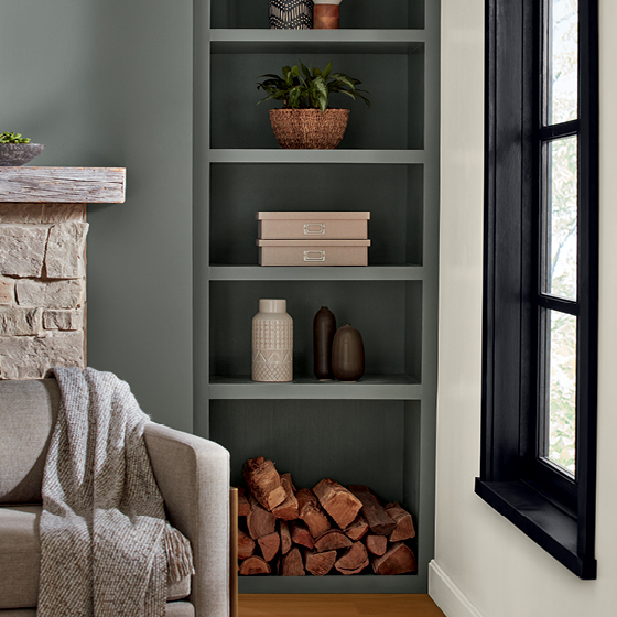 grey suit bookshelf