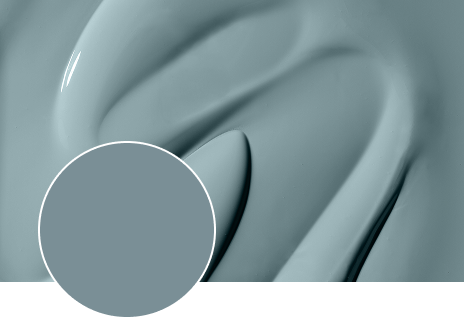Large color swatch of Cottage Door, a muted blue-gray paint color with soft undertones that create a tranquil, sophisticated feel.