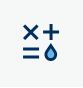 Paint Calculator icon of times, plus, equals and droplet signs with text, “Calculate how much paint you need.”