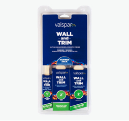Three-pack of flat and angled wall and trim brushes, including 1" angled, 2" angled and 2" flat.