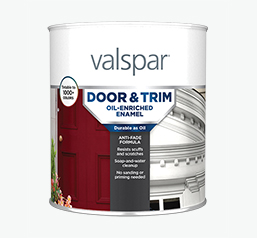 Valspar® Door & Trim Oil-Enriched Enamel can, 1 quart.