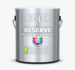 Valspar® Reserve® interior paint and primer, one gallon.