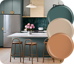 Free Color Consultation image of kitchen with warm coordination colors