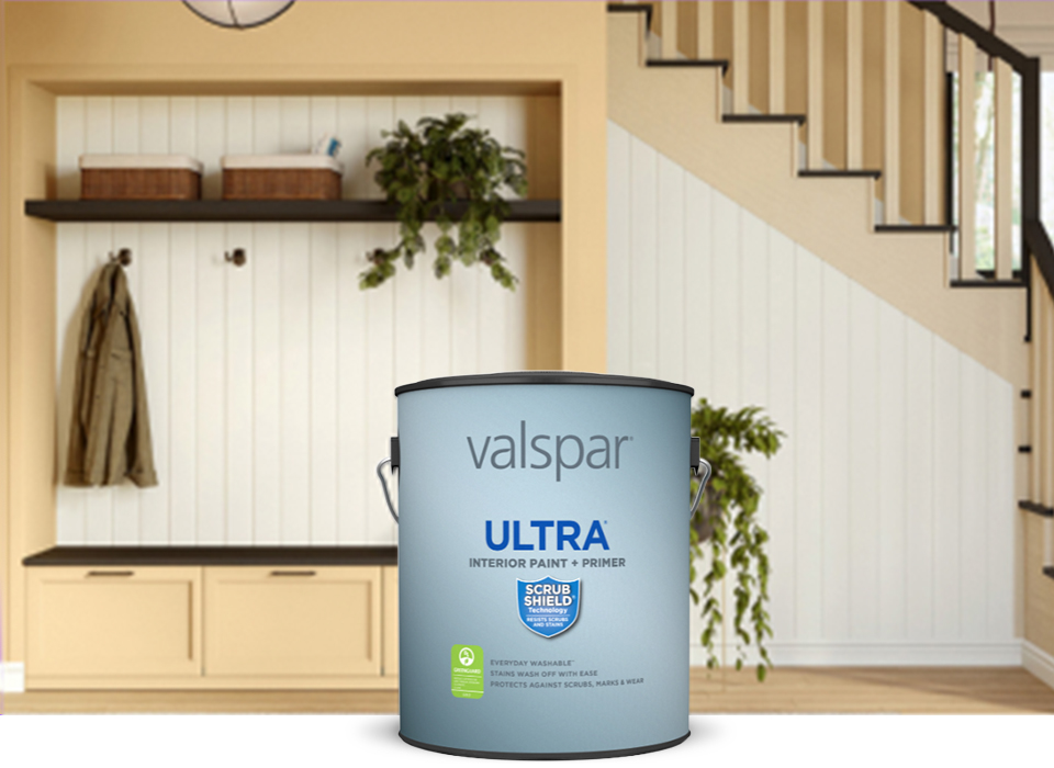 Affordable. Durable Valspar Ultra Paint + Primer. Beautifully painted interior entryway